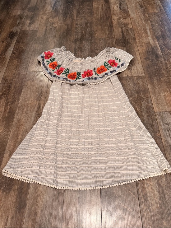 THML Dresses & Skirts - THML Cream Off-Shoulder Dress with Bright Floral Embroidery